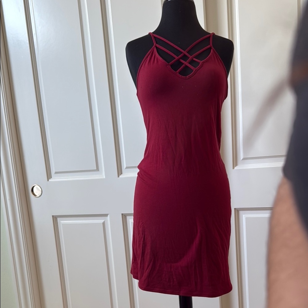 Heart Hips Burgundy Strappy Mini Dress